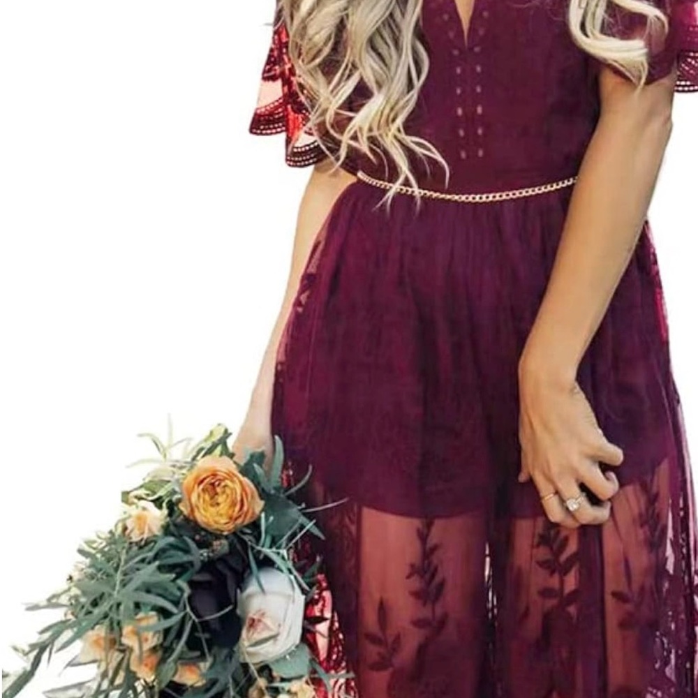 Burgundy Lace Dress—currently $60 on Amazon!